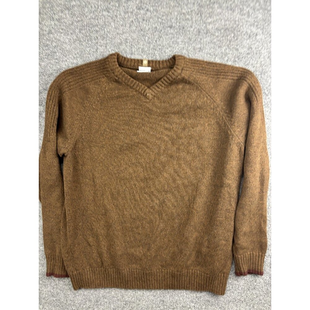 Columbia Sweater Mens‎ XL Brown 100% Cotton V Neck Raglan Knit Pullover Casual